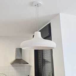 Handmade Ceramic Pendant Light Carved Texture, Off White Lampshade - thumbnail 2