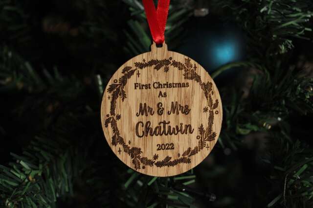 First Christmas Married Ornament, Personalised As Mr & Mrs, As & Mrs Bauble, Couple Keepsake - image 1