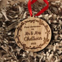 First Christmas Married Ornament, Personalised As Mr & Mrs, As & Mrs Bauble, Couple Keepsake - thumbnail 3
