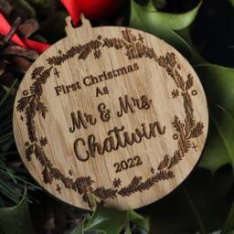 First Christmas Married Ornament, Personalised As Mr & Mrs, As & Mrs Bauble, Couple Keepsake - thumbnail 2