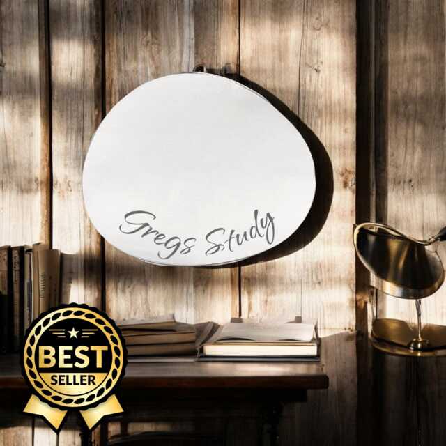 Round Pebble Shaped Mirrors With White Backing & Hooks, Bespoke Shapes Made, Engraving Services - image 1