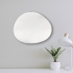 Round Pebble Shaped Mirrors With White Backing & Hooks, Bespoke Shapes Made, Engraving Services - thumbnail 2
