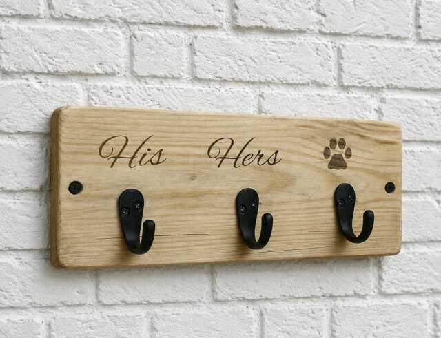 His Hers Paws Wooden Keyholder - image 1