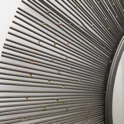 Metal Wire Frame Round Accent Wall Mirror Sunburst Design Retro 87cm Zinc Grey - thumbnail 3