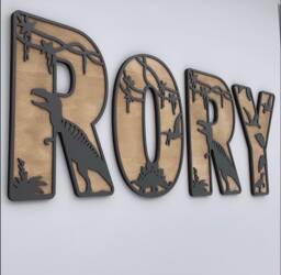 Dinosaur Theme Letter Name Sign - Wood Wall Decor Dino Nursery Bedroom - thumbnail 1