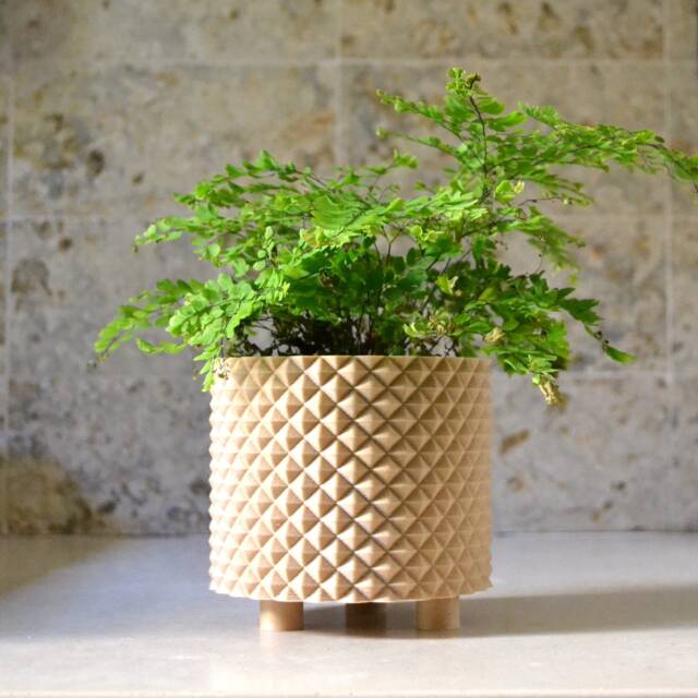 "Modern Wood Finish Planter ""Prismatic" - image 1