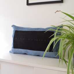 Denim Throw Pillow, Black & Blue 14'' X 22'' - thumbnail 3