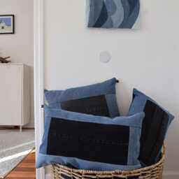 Denim Throw Pillow, Black & Blue 14'' X 22'' - thumbnail 4