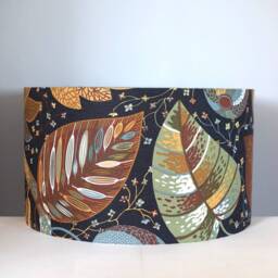 Ochre Tropical Leaf Lampshade in Rusty Brown & Yellow Scandinavian Fabric, 25cm To 45cm Diameter Handmade By Vivid Shades - thumbnail 2