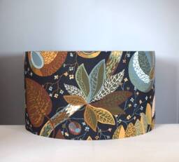 Ochre Tropical Leaf Lampshade, Scandinavian Fabric, For Ceiling Or Lamp, 25cm To 45cm Diameters