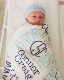 Personalized Baby Blanket, Monogrammed Shower Gift, Swaddle Name Unique Handmade Gift For Boy New Mom, Blanket - thumbnail 1