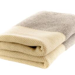 100 % Merino Wool Blanket, Knitted White Grey Pillow Cover, Bed Warm Throw, Geometric - thumbnail 3