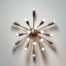 Mid Century Sputnik Brass Ceiling Light, Handmade Flush Mount Lamp - thumbnail 2