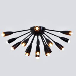 Mid Century Sputnik Brass Ceiling Light, Handmade Flush Mount Lamp