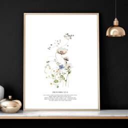 Modern Christian Scripture Bible Verse Wall Art Prints, 3 Piece Sketches Framed Prints, Botanical Christianity Home Decor - thumbnail 3