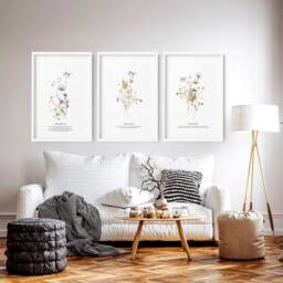 Modern Christian Scripture Bible Verse Wall Art Prints, 3 Piece Sketches Framed Prints, Botanical Christianity Home Decor - thumbnail 1