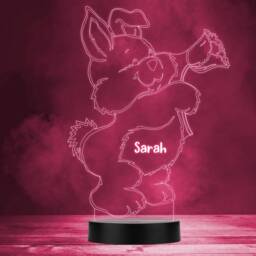 Bunny Holding Flowers Thumper Personalised Gift Colour Change Led Night Light - thumbnail 1