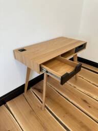 Wood Desk With Drawers, Small Office Solid Oak Modern Desk, Writing Work Table
