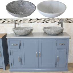 Grey Painted Bathroom Vanity Unit Cabinet Stone Basin Tap Set Quartz Top 402Ggqsbcx2 - thumbnail 2