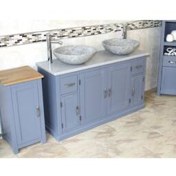 Grey Painted Bathroom Vanity Unit Cabinet Stone Basin Tap Set Quartz Top 402Ggqsbcx2 - thumbnail 3