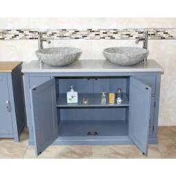 Grey Painted Bathroom Vanity Unit Cabinet Stone Basin Tap Set Quartz Top 402Ggqsbcx2