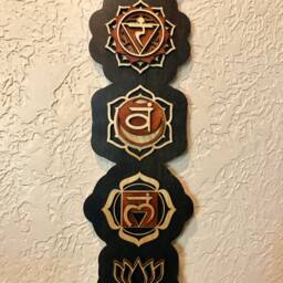 "Chakra Wooden Wall Art Laser Cut Birch Wood, Yoga Decor - 34"" X 6" - thumbnail 4