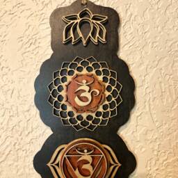 "Chakra Wooden Wall Art Laser Cut Birch Wood, Yoga Decor - 34"" X 6" - thumbnail 2