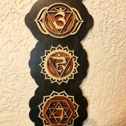 "Chakra Wooden Wall Art Laser Cut Birch Wood, Yoga Decor - 34"" X 6" - thumbnail 3