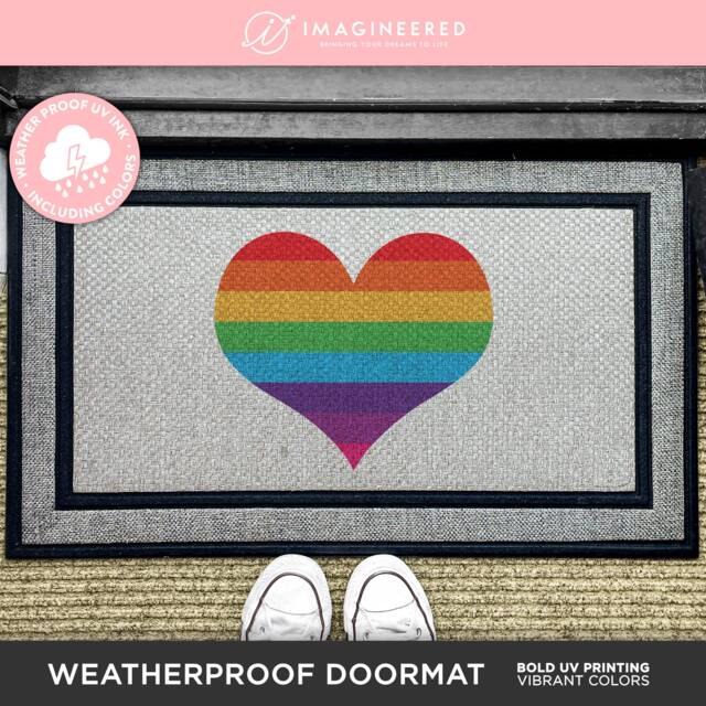 Love Heart Doormat - Love Is Pride Month Welcome Mat Lgbtqi Gifts Happy Custom - image 1