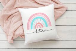 Personalised Cushion For Girls Any Name Rainbow Pillow Decorative Cushions Bedroom Accessories Nursery Decor Birthday Gifts Keepsake Present - thumbnail 1