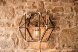 Hexagonal Steel Lamp/Raw Finished Iron Industrial Style Light Recycled Wood Shelf Wall