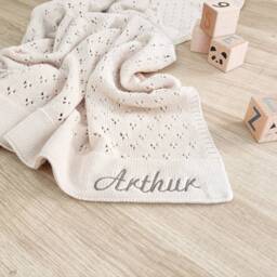 Personalized Baby Blanket, Pointelle Knit, Embroidered Name - thumbnail 2