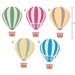 Colorful Hot Air Balloon & Kids Name Wall Decals, Removable Reusable Cling, Nursery Decals - thumbnail 2