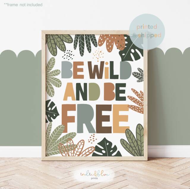 Be Wild Free Print, Jungle Nursery Safari Animals Scandi Decor, Boy Playroom Prints, Kids Art - image 1