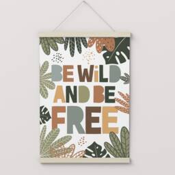Be Wild Free Print, Jungle Nursery Safari Animals Scandi Decor, Boy Playroom Prints, Kids Art - thumbnail 3