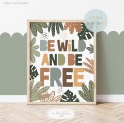 Be Wild Free Print, Jungle Nursery Safari Animals Scandi Decor, Boy Playroom Prints, Kids Art - thumbnail 1