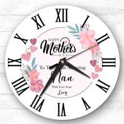 Pink Floral The Most Amazing Nan Mother's Day Gift Personalised Clock - thumbnail 1
