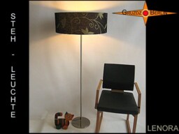 Black Floor Lamp Linen Lenora Golden Flowers On Black - thumbnail 2