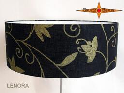 Black Floor Lamp Linen Lenora Golden Flowers On Black - thumbnail 3