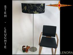 Black Floor Lamp Linen Lenora Golden Flowers On Black - thumbnail 1