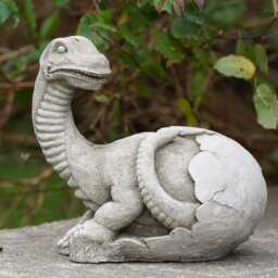 Dinosaur in Egg Shell Brachiosaurus Stone Statue - Outdoor Garden Ornament Decor