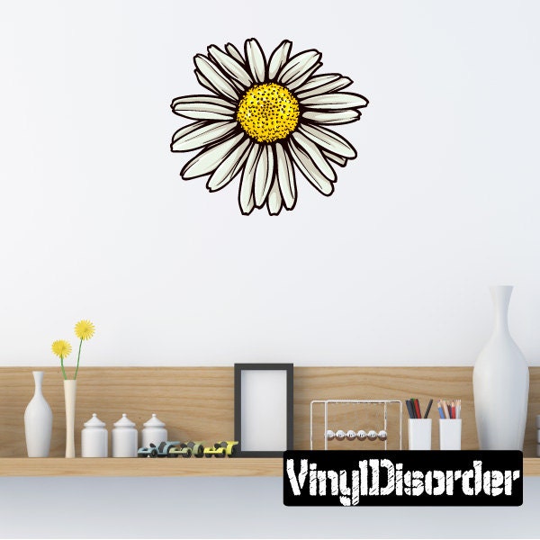 Floral Flower Wall Decal - Fabric Vinyl Removable & Reusable Floralfloweruscolor035Et