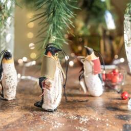 Emperor Penguin Hanging Ornament, Cotton Wool Christmas Tree Decoration - thumbnail 2