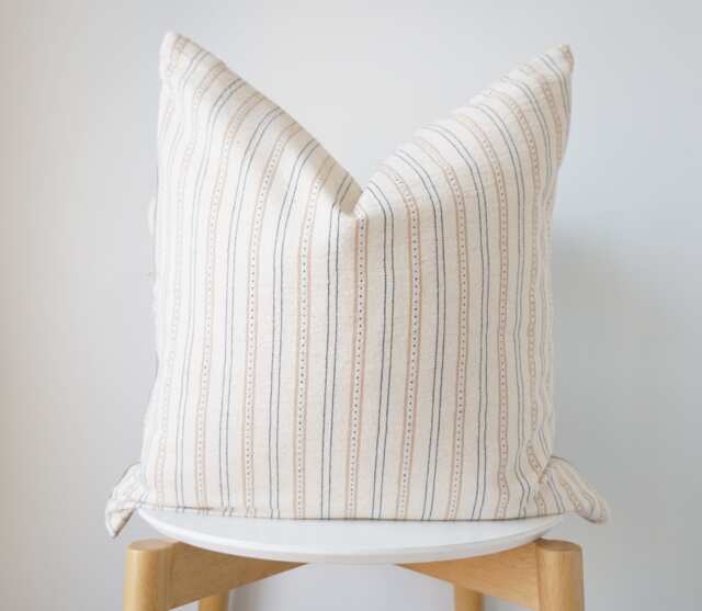 Cream Striped Pillow Cover - image 1
