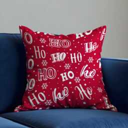 Christmas Cushion Cover With Ho Print, Red Holiday Throw Pillowcase, Festive Decorative Snowflakes
