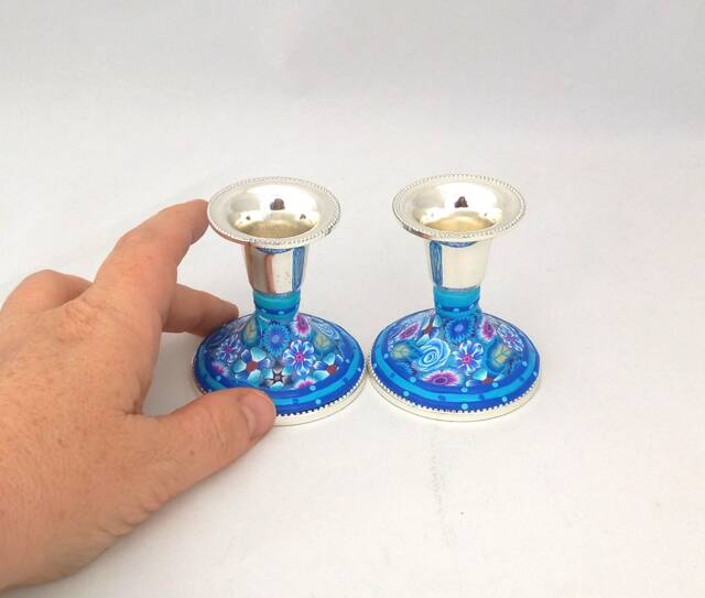 Mini Candle Holders, Candlesticks Table Decoration, Housewarming Gift, Religious Gifts, Bat Mitzvah Israel Art, Judaica Art - image 1