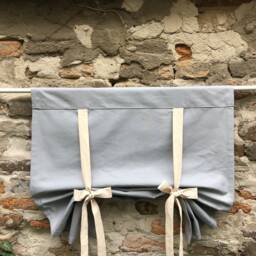 Roll Up Window Shade Grey Modern Farmhouse Tie Valance Swedish Blind Gray Treatment French Country Custom Size Curtains - thumbnail 2