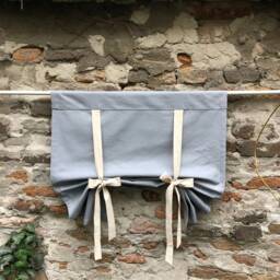Roll Up Window Shade Grey Modern Farmhouse Tie Valance Swedish Blind Gray Treatment French Country Custom Size Curtains - thumbnail 4