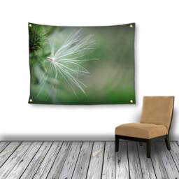 Thistle Seed Nature Photo Wall Tapestry, Green Bohemian Decor - thumbnail 3