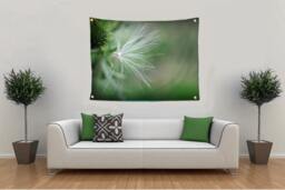 Thistle Seed Nature Photo Wall Tapestry, Green Bohemian Decor